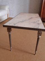 Table basse rectangulaire style Empire, en Bronze et Marbre 