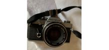 Appareil photo Olympus OM et objectif 150 mm