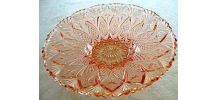 Grande coupe à fruits vintage verre rose années 50