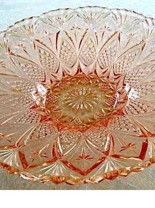 Grande coupe à fruits vintage verre rose années 50