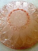 Grande coupe à fruits vintage verre rose années 50
