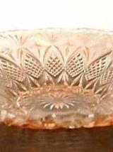 Grande coupe à fruits vintage verre rose années 50