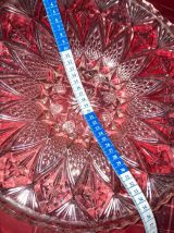 Grande coupe à fruits vintage verre rose années 50