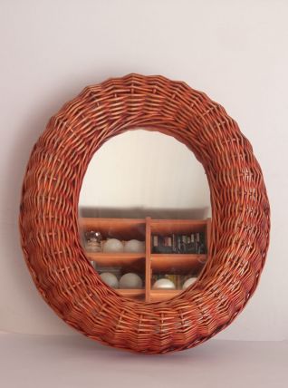 Miroir en rotin et osier 