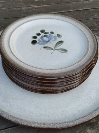 7 assiettes dessert et plat, grès modèle Fanchon MBFA Pornic