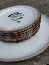 7 assiettes dessert et plat, grès modèle Fanchon MBFA Pornic