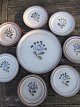 7 assiettes dessert et plat, grès modèle Fanchon MBFA Pornic