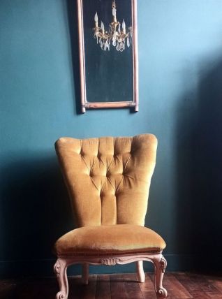 Fauteuil crapaud capitonné vintage