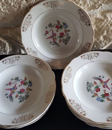 Lot de 10 assiettes creuses en faïence Lunéville 
