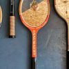 Miroir mural ovale bois raquette tennis vintage "Snauwaert"