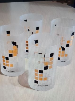 lot de verres de luxe pierre cardin rare 1975 opaque et or ,