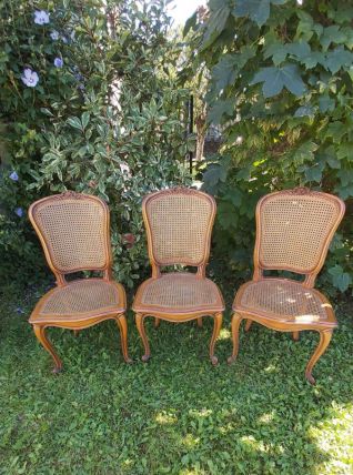 lot de 3 chaises "Régence" en cannage