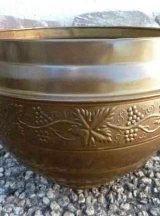 cache pot métal , vintage