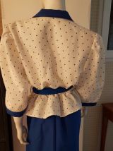 Superbe robe vintage blanche et bleue  t40