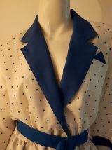 Superbe robe vintage blanche et bleue  t40