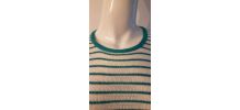 Pull mariniere vert et blanc t40