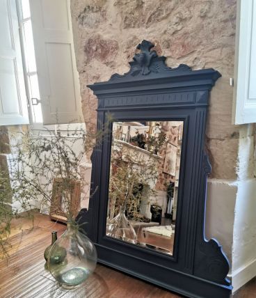 Grand miroir ancien bleu nuit