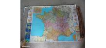 Grande carte murale routière de France vintage 120 cm x90 cm