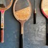 Miroir mural ovale bois raquette tennis vintage "Bois"