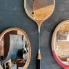 Miroir mural ovale bois raquette vintage "Badminton"