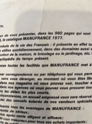 Catalogue Manufrance 1977