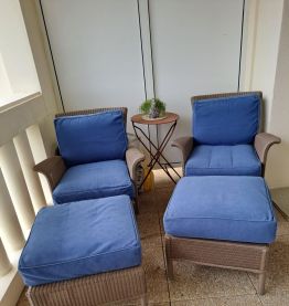 2 FAUTEILS 2 POUFS VINTAGE SHEPPARD
