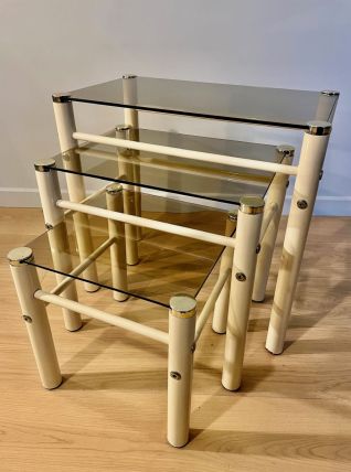 Tables gigognes beiges vintage
