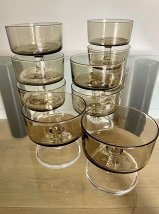 Lot de coupes champagne/dessert verre fumé