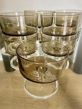 Lot de coupes champagne/dessert verre fumé