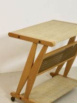 Chariot de bar vintage année 60 chêne et métal produit par J