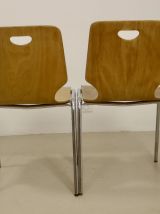 Paire de chaises empilable en bois contreplaqué Plywood. Réf
