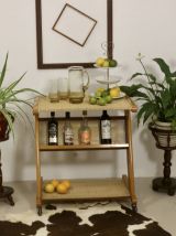 Paire de porte-plante vintage en bois avec pieds ronds année