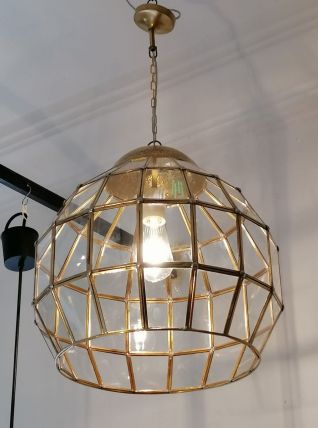 Lustre  suspendu en forme de dôme avec panneaux en verre 