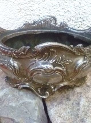 Jardinière de table metal argenté , vintage