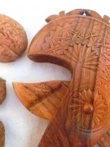 casse noix, noisettes  en bois , vintage