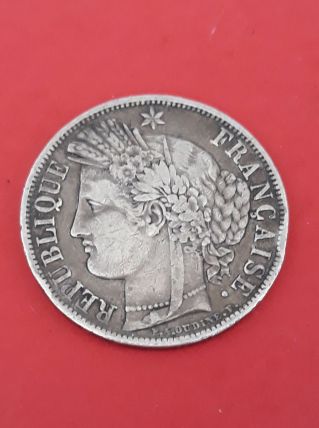Peu Courante 5 Francs Argent Cérès 1849 BB , Strasbourg 