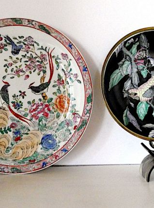 1 assiette et 1 grande coupe porcelaine chine 