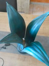 Très belle Lampe vintage feuille de palmes  de cocotier 