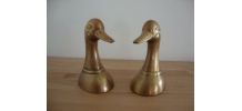 Serre livres canards vintage en bronze doré