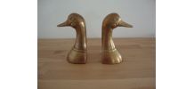 Serre livres canards vintage en bronze doré