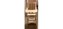 Chaise haute Ancienne bébé Blanche en bois Vintage