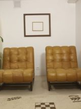 Fauteuil en cuir camel  année 60.  Ref Cally