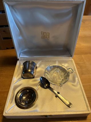 Set Baptême Coffret Naissance Métal Argenté