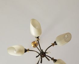 Lustre 1960 en laiton et verre