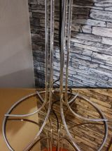 Lampe vintage en acier chromé et opaline orange signé pultze