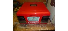combiné, tourne-disque, radio, ( rouge )