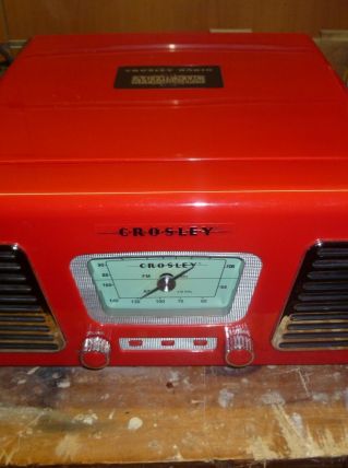 combiné, tourne-disque, radio, ( rouge )