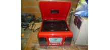 combiné, tourne-disque, radio, ( rouge )