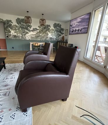Fauteuils clubs Ligne Roset cuir pleine fleur
