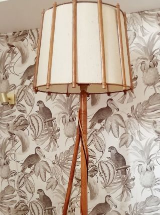 Lampadaire Rotin Vintage